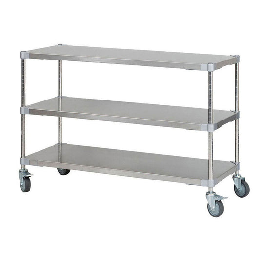 【※法人様限定販売】【燕三条製】 PROFACE SUS304ステンレスソリッドシェルフ3段 460×1200×700 キャスター付き SUS304ステンレスポール スチールラック スチールシェルフ ラック キッチンラック(代引不可)