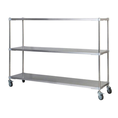 【※法人様限定販売】【燕三条製】 PROFACE SUS304ステンレスソリッドシェルフ3段 460×1500×1200 キャスター付き SUS304ステンレスポール スチールラック スチールシェルフ ラック キッチンラック(代引不可)