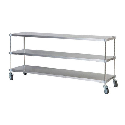 【※法人様限定販売】【燕三条製】 PROFACE SUS304ステンレスソリッドシェルフ3段 460×1500×700 キャスター付き SUS304ステンレスポール スチールラック スチールシェルフ ラック キッチンラック(代引不可)