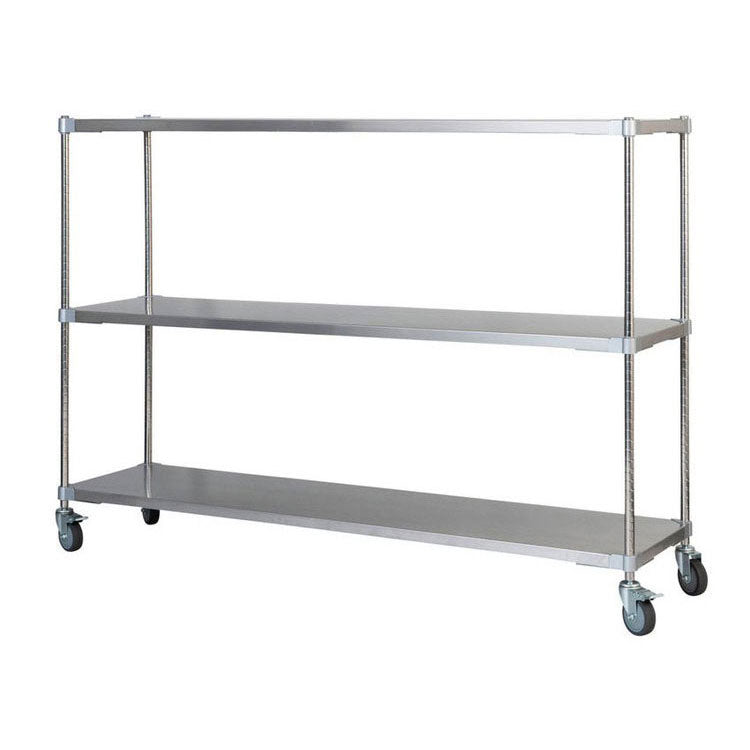 【※法人様限定販売】【燕三条製】 PROFACE SUS304ステンレスソリッドシェルフ3段 460×1800×1200 キャスター付き SUS304ステンレスポール スチールラック スチールシェルフ ラック キッチンラック(代引不可)