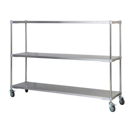 【燕三条製】 PROFACE SUS304ステンレスソリッドシェルフ3段 460×1800×1200 キャスター付き SUS304ステンレスポール スチールラック スチールシェルフ ラック キッチンラック レンジラック 業務用(代引不可)