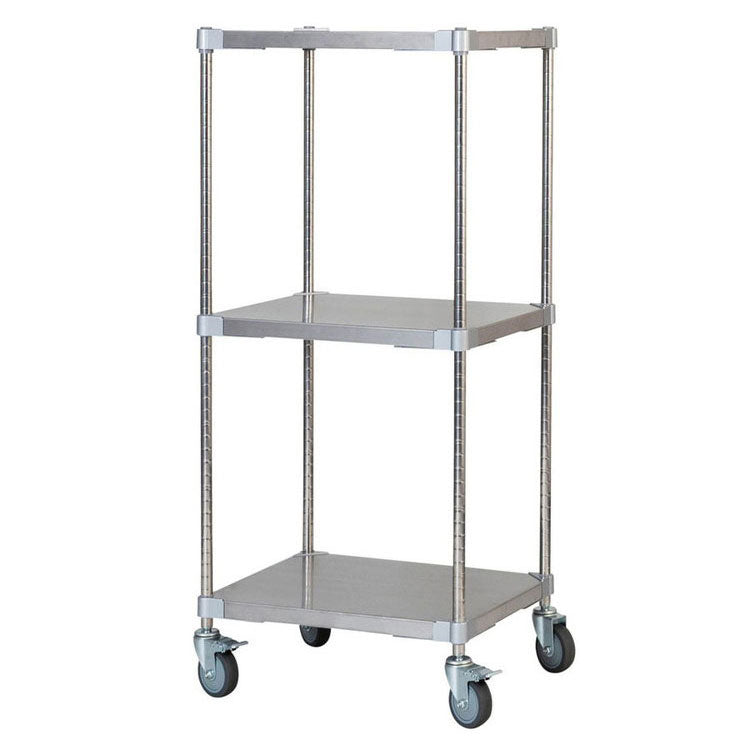 【※法人様限定販売】【燕三条製】 PROFACE SUS304ステンレスソリッドシェルフ3段 460×600×1200 キャスター付き SUS304ステンレスポール スチールラック スチールシェルフ ラック キッチンラック(代引不可)