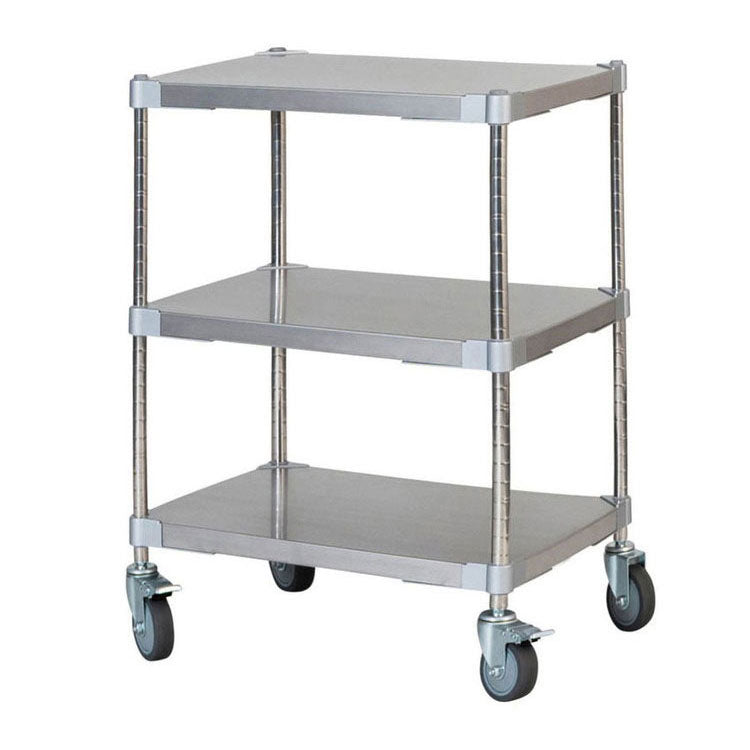 【※法人様限定販売】【燕三条製】 PROFACE SUS304ステンレスソリッドシェルフ3段 460×600×700 キャスター付き SUS304ステンレスポール スチールラック スチールシェルフ ラック キッチンラック(代引不可)