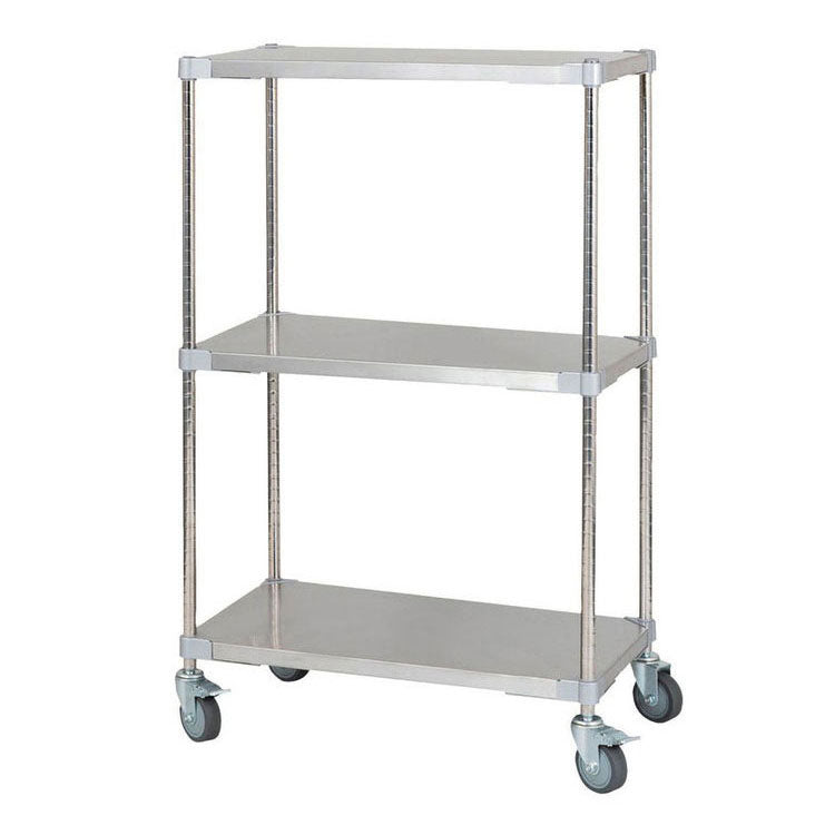 【※法人様限定販売】【燕三条製】 PROFACE SUS304ステンレスソリッドシェルフ3段 460×760×1200 キャスター付き SUS304ステンレスポール スチールラック スチールシェルフ ラック キッチンラック(代引不可)