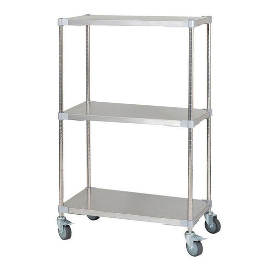 【※法人様限定販売】【燕三条製】 PROFACE SUS304ステンレスソリッドシェルフ3段 460×760×1200 キャスター付き SUS304ステンレスポール スチールラック スチールシェルフ ラック キッチンラック(代引不可)