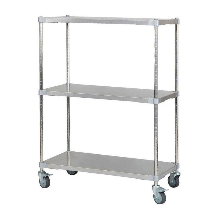 【※法人様限定販売】【燕三条製】 PROFACE SUS304ステンレスソリッドシェルフ3段 460×900×1200 キャスター付き SUS304ステンレスポール スチールラック スチールシェルフ ラック キッチンラック(代引不可)