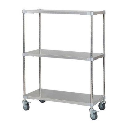 【※法人様限定販売】【燕三条製】 PROFACE SUS304ステンレスソリッドシェルフ3段 460×900×1200 キャスター付き SUS304ステンレスポール スチールラック スチールシェルフ ラック キッチンラック(代引不可)