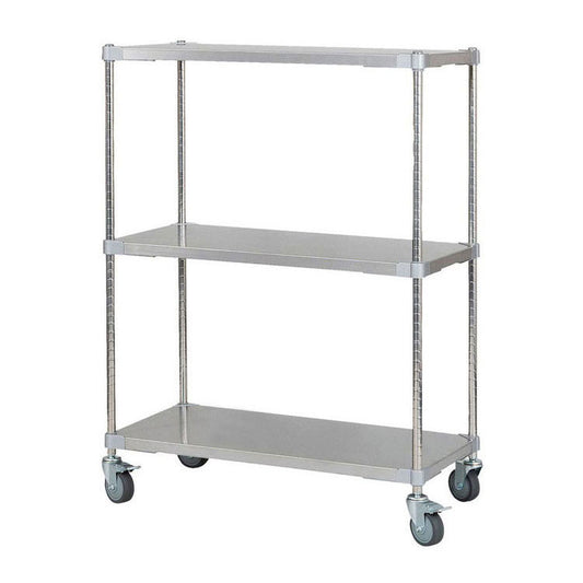 【※法人様限定販売】【燕三条製】 PROFACE SUS304ステンレスソリッドシェルフ3段 460×900×1200 キャスター付き SUS304ステンレスポール スチールラック スチールシェルフ ラック キッチンラック(代引不可)