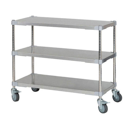 【※法人様限定販売】【燕三条製】 PROFACE SUS304ステンレスソリッドシェルフ3段 460×900×700 キャスター付き SUS304ステンレスポール スチールラック スチールシェルフ ラック キッチンラック(代引不可)