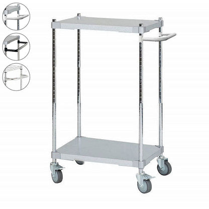 【※法人様限定販売】 【燕三条製】 PROFACE ガルバリウムソリッドシェルフワゴン2段 460×600×900 クロムメッキポール スチールワゴン スチールシェルフ ワゴン キッチンワゴン(代引不可)