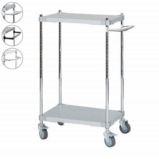 【※法人様限定販売】 【燕三条製】 PROFACE ガルバリウムソリッドシェルフワゴン2段 460×600×900 クロムメッキポール スチールワゴン スチールシェルフ ワゴン キッチンワゴン(代引不可)