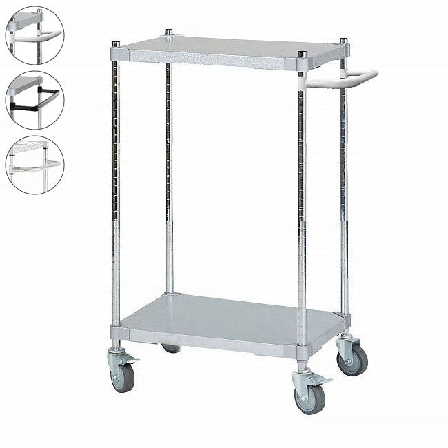 【燕三条製】 PROFACE ガルバリウムソリッドシェルフワゴン2段 460×600×900 クロムメッキポール キャスター付き スチールワゴン キッチンワゴン 業務用 業務用ワゴン(代引不可)