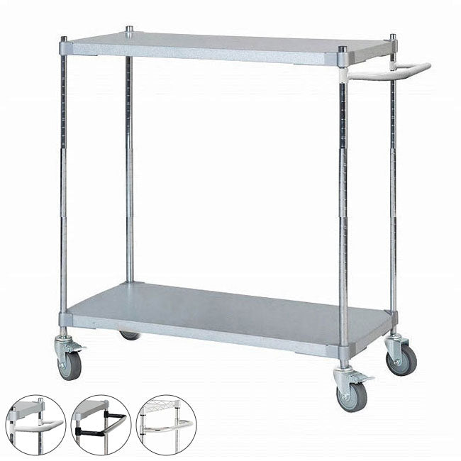 【※法人様限定販売】 【燕三条製】 PROFACE ガルバリウムソリッドシェルフワゴン2段 460×900×900 クロムメッキポール スチールワゴン スチールシェルフ ワゴン キッチンワゴン(代引不可)