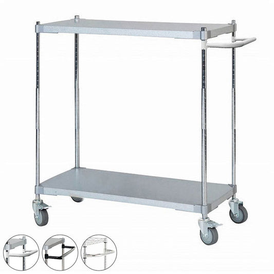 【※法人様限定販売】 【燕三条製】 PROFACE ガルバリウムソリッドシェルフワゴン2段 460×900×900 クロムメッキポール スチールワゴン スチールシェルフ ワゴン キッチンワゴン(代引不可)