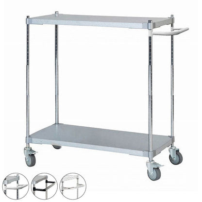 【燕三条製】 PROFACE ガルバリウムソリッドシェルフワゴン2段 460×900×900 クロムメッキポール キャスター付き スチールワゴン キッチンワゴン 業務用 業務用ワゴン(代引不可)