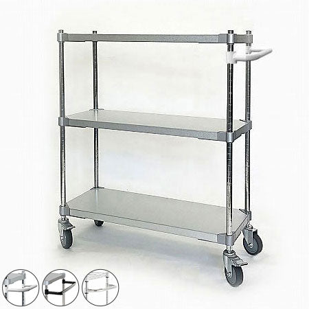 【※法人様限定販売】 【燕三条製】 PROFACE ガルバリウムソリッドシェルフワゴン3段 350×900×900 クロムメッキポール スチールワゴン スチールシェルフ ワゴン キッチンワゴン(代引不可)