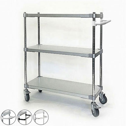【※法人様限定販売】 【燕三条製】 PROFACE ガルバリウムソリッドシェルフワゴン3段 350×900×900 クロムメッキポール スチールワゴン スチールシェルフ ワゴン キッチンワゴン(代引不可)