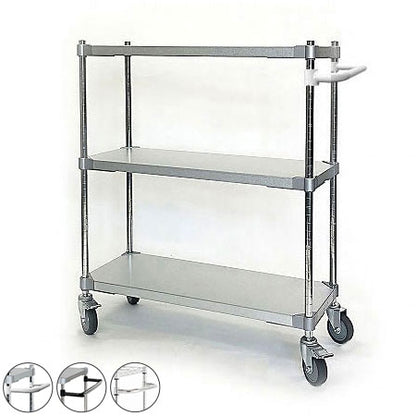 【燕三条製】 PROFACE ガルバリウムソリッドシェルフワゴン3段 350×900×900 クロムメッキポール キャスター付き スチールワゴン キッチンワゴン 業務用 業務用ワゴン(代引不可)