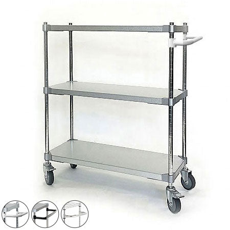 【燕三条製】 PROFACE ガルバリウムソリッドシェルフワゴン3段 350×900×900 クロムメッキポール キャスター付き スチールワゴン キッチンワゴン 業務用 業務用ワゴン(代引不可)