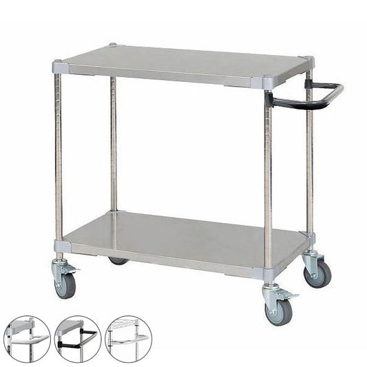 【※法人様限定販売】 【燕三条製】 PROFACE SUS304ステンレスソリッドシェルフワゴン2段 460×760×700 SUS304ステンレスポール スチールワゴン スチールシェルフ ワゴン キッチンワゴン(代引不可)