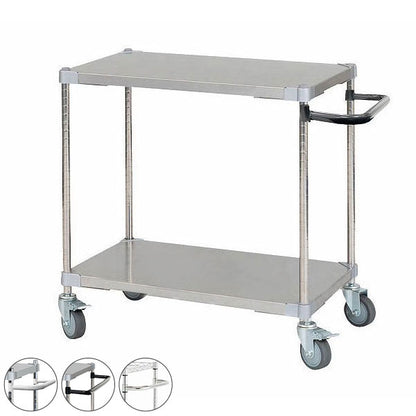 【燕三条製】 PROFACE SUS304ステンレスソリッドシェルフワゴン2段 460×760×700 SUS304ステンレスポール キャスター付き スチールワゴン キッチンワゴン 業務用 業務用ワゴン(代引不可)