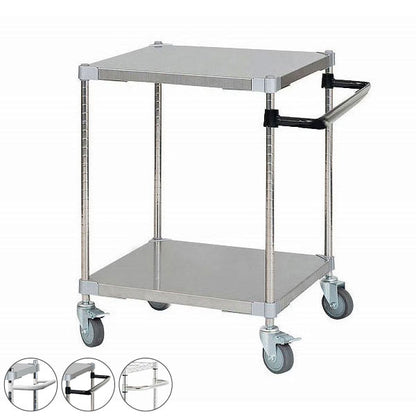 【燕三条製】 PROFACE SUS304ステンレスソリッドシェルフワゴン2段 600×600×700 SUS304ステンレスポール キャスター付き スチールワゴン キッチンワゴン 業務用 業務用ワゴン(代引不可)