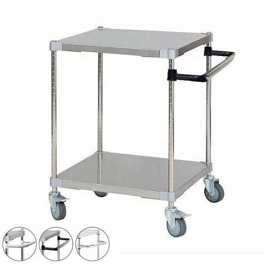 【燕三条製】 PROFACE SUS304ステンレスソリッドシェルフワゴン2段 600×600×700 SUS304ステンレスポール キャスター付き スチールワゴン キッチンワゴン 業務用 業務用ワゴン(代引不可)