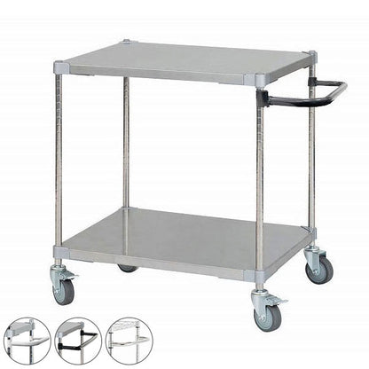 【※法人様限定販売】 【燕三条製】 PROFACE SUS304ステンレスソリッドシェルフワゴン2段 600×760×700 SUS304ステンレスポール スチールワゴン スチールシェルフ ワゴン キッチンワゴン(代引不可)