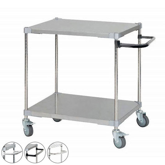 【※法人様限定販売】 【燕三条製】 PROFACE SUS304ステンレスソリッドシェルフワゴン2段 600×760×700 SUS304ステンレスポール スチールワゴン スチールシェルフ ワゴン キッチンワゴン(代引不可)