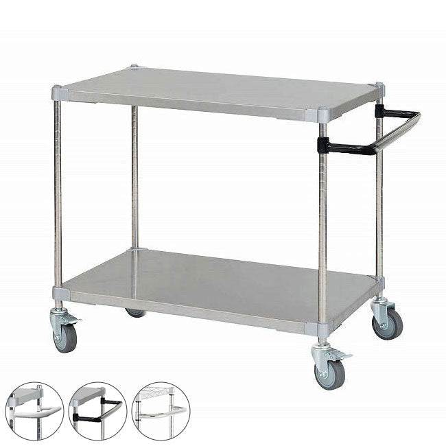 【※法人様限定販売】 【燕三条製】 PROFACE SUS304ステンレスソリッドシェルフワゴン2段 600×900×700 SUS304ステンレスポール スチールワゴン スチールシェルフ ワゴン キッチンワゴン(代引不可)