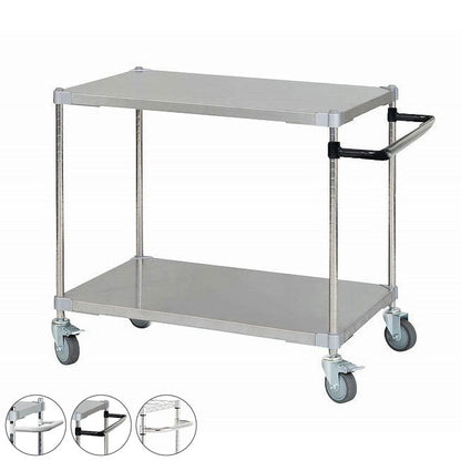 【※法人様限定販売】 【燕三条製】 PROFACE SUS304ステンレスソリッドシェルフワゴン2段 600×900×700 SUS304ステンレスポール スチールワゴン スチールシェルフ ワゴン キッチンワゴン(代引不可)