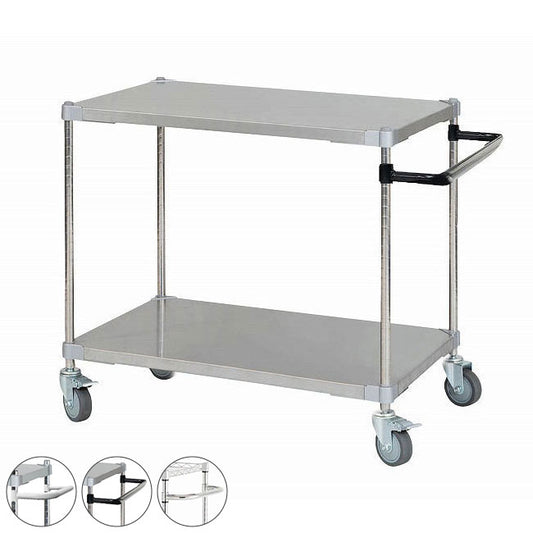 【燕三条製】 PROFACE SUS304ステンレスソリッドシェルフワゴン2段 600×900×700 SUS304ステンレスポール キャスター付き スチールワゴン キッチンワゴン 業務用 業務用ワゴン(代引不可)