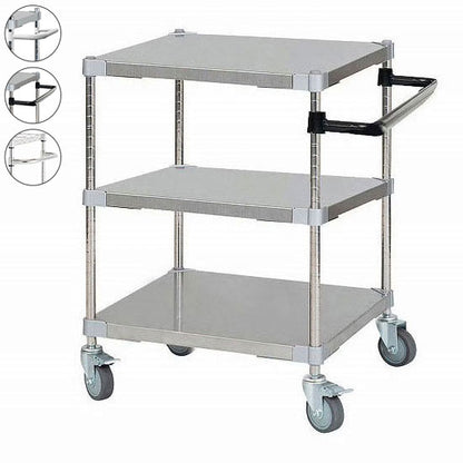 【※法人様限定販売】 【燕三条製】 PROFACE SUS304ステンレスソリッドシェルフワゴン3段 600×600×700 SUS304ステンレスポール スチールワゴン スチールシェルフ ワゴン キッチンワゴン(代引不可)