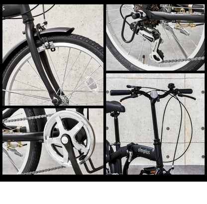 折りたたみ自転車 20インチ シマノ 6段ギア SP-IOB20 2色 ホワイト ブラック 6段変速 自転車 ドルフィン シンプラス simplus(代引不可)