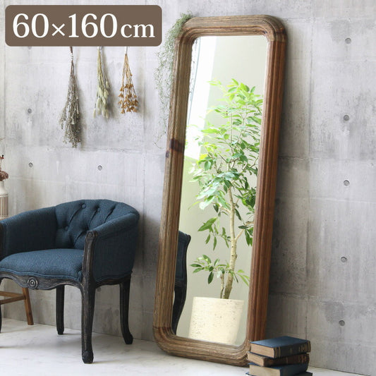 全身鏡 無垢 姿見鏡 大きめ おしゃれ 全身ミラー 天然木 姿見 大判 スタンドミラー 全身 60×160cm 立て掛け 鏡 ウッドフレーム ミラー アンティーク 木製 パイン材 古材 玄関 北欧(代引不可)