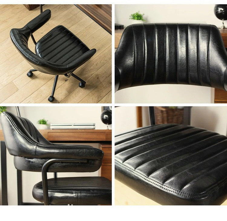 デスクチェア おしゃれ ヴィンテージ チェア 北欧 疲れにくい オフィスチェア キャスター付き おすすめ レトロモダン アンティーク レザー 昇降 回転 デザインチェア テレワーク 椅子(代引不可)