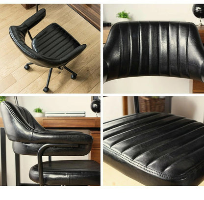 デスクチェア おしゃれ ヴィンテージ チェア 北欧 疲れにくい オフィスチェア キャスター付き おすすめ レトロモダン アンティーク レザー 昇降 回転 デザインチェア テレワーク 椅子(代引不可)