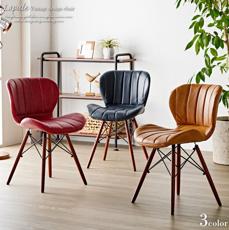 ダイニングチェア おしゃれ チェア レザー 合皮 完成品 デスクチェア デザインチェア オフィスチェア ダイニング リビング 椅子 イス テレワーク 木製 無垢材 天然木 新生活 レッド ネイビー イエロー(代引不可)