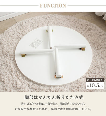 ローテーブル 折りたたみ 丸 丸テーブル 白 おしゃれ 幅80cm ちゃぶ台 完成品 木製 テーブル リビングテーブル センターテーブル 大きめ(代引不可)