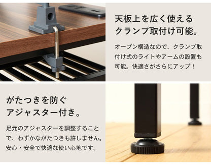 コンセント付き 棚付きデスク 幅120cm デスク ワークデスク 作業台 平机 勉強机 書斎机 テレワーク 在宅 学習デスク 学習机(代引不可)