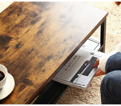 棚付き センターテーブル 幅80cm ヴィンテージスタイル リビングテーブル 棚あり ローテーブル センターテーブル 80×45cm リビングテーブル(代引不可)