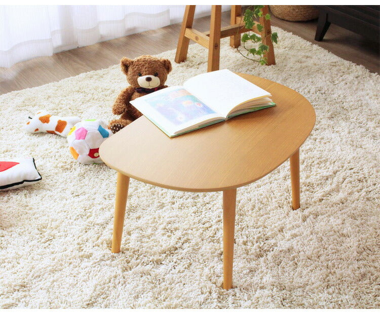 オーバルテーブル 半円型 幅75cm センターテーブル リビングテーブル ミニテーブル かわいい キッズテーブル 木製 お絵描きテーブル コンパクト ミニ 小さめ 丸い 半円(代引不可)