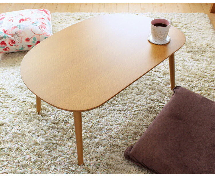 オーバルテーブル 半円型 幅75cm センターテーブル リビングテーブル ミニテーブル かわいい キッズテーブル 木製 お絵描きテーブル コンパクト ミニ 小さめ 丸い 半円(代引不可)