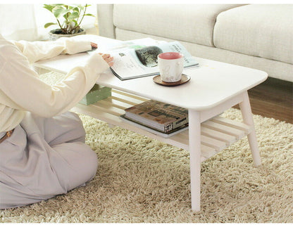 棚付き 折りたたみテーブル 幅90cm chouchou シュシュ ローテーブル センターテーブル 90×40cm フォールディングテーブル リビングテーブル 四角(代引不可)