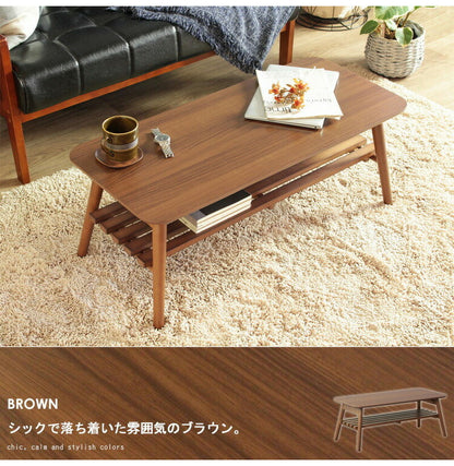 棚付き 折りたたみテーブル 幅90cm chouchou シュシュ ローテーブル センターテーブル 90×40cm フォールディングテーブル リビングテーブル 四角(代引不可)