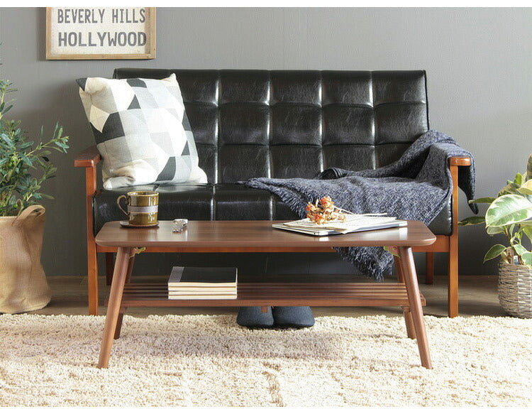 棚付き 折りたたみテーブル 幅90cm chouchou シュシュ ローテーブル センターテーブル 90×40cm フォールディングテーブル リビングテーブル 四角(代引不可)