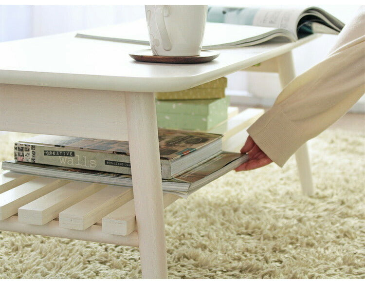 棚付き 折りたたみテーブル 幅90cm chouchou シュシュ ローテーブル センターテーブル 90×40cm フォールディングテーブル リビングテーブル 四角(代引不可)