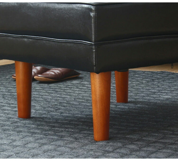 オットマン Loire ロワール レトロモダンデザインソファ スツール ブラック レザー 足置き コンパクト 一人掛け 1人掛け ソファー ソファ ヴィンテージ レザーソファ 合皮(代引不可)
