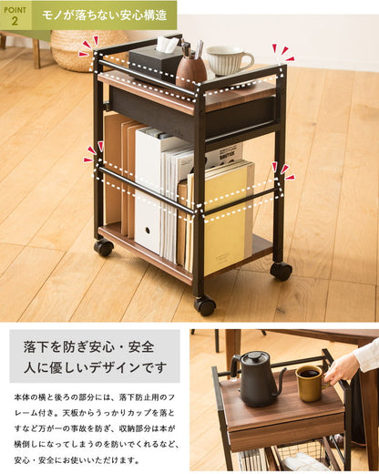 デスク下ワゴン 2段 引き出し サイドワゴン キャスター付き デスク下収納 デスク下 デスクサイドラック デスクサイドワゴン スチール スリム デスクワゴン おしゃれ ワゴン テーブル下(代引不可)