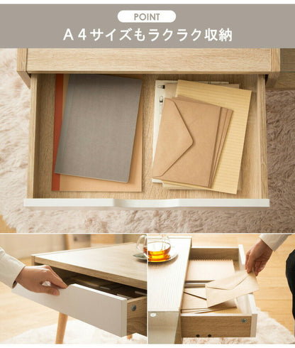 センターテーブル 引き出し付き ガラス天板 幅80cm ROAR ロアー 引き出し リビングテーブル 収納付き ローテーブル センターテーブル 79×45cm リビングテーブル(代引不可)